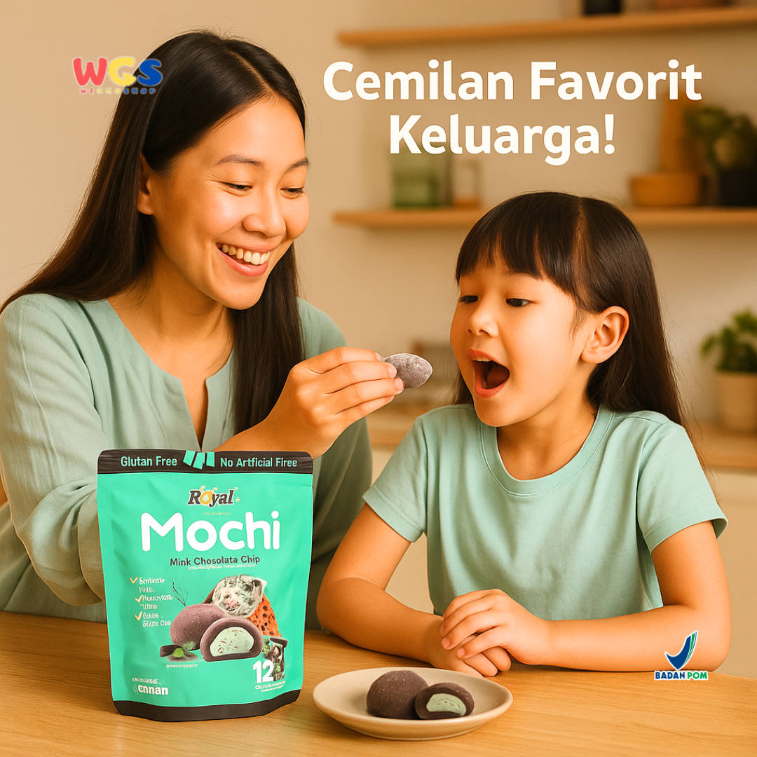 Royal Family Mochi Mint Chocolate Chip 12 pcs (180g) – Mochi Lacto Vegetarian Rasa Cokelat Mint Segar