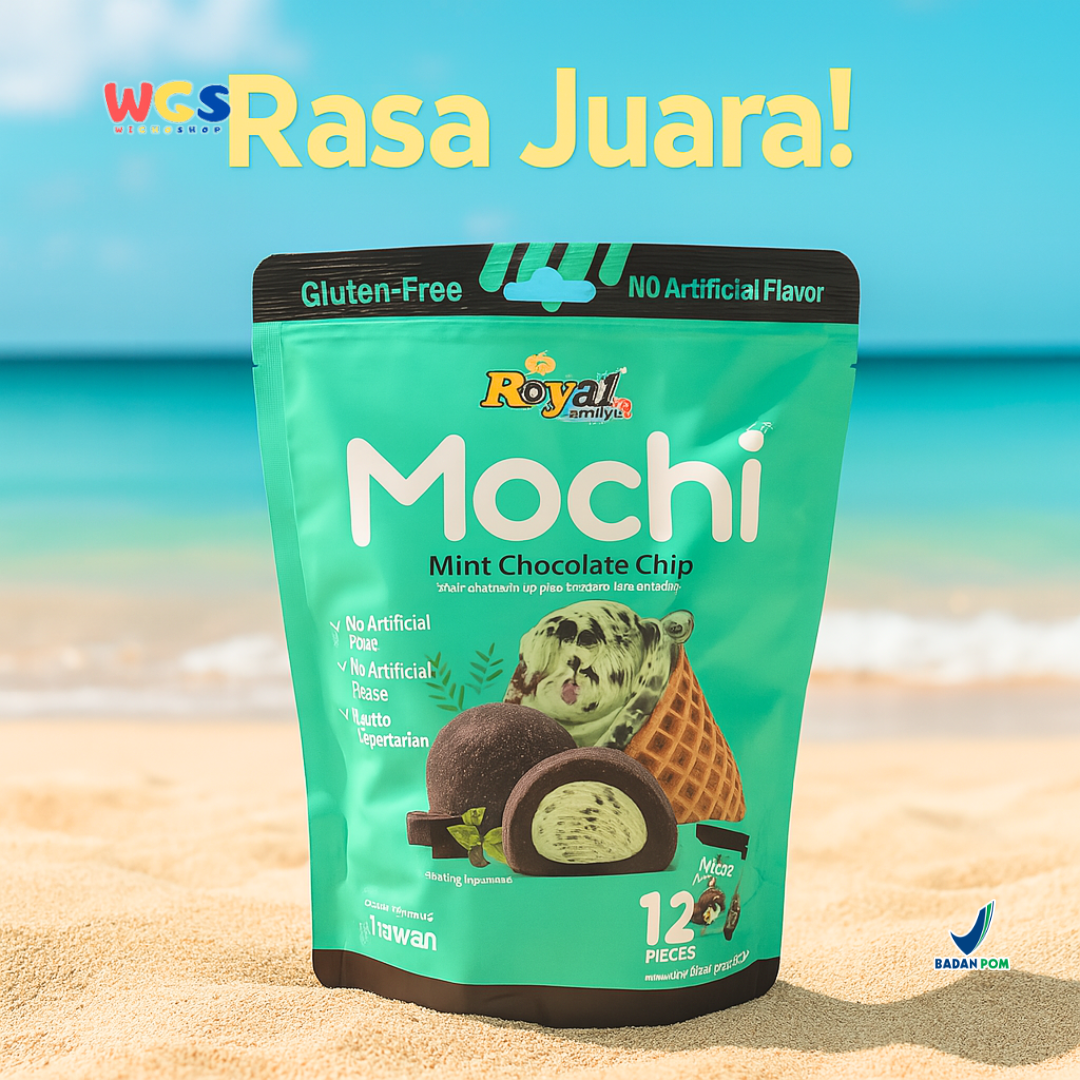 Royal Family Mochi Mint Chocolate Chip 12 pcs (180g) – Mochi Lacto Vegetarian Rasa Cokelat Mint Segar