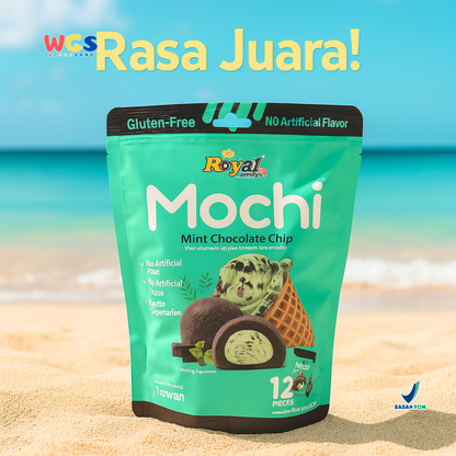 Royal Family Mochi Mint Chocolate Chip 12 pcs (180g) – Mochi Lacto Vegetarian Rasa Cokelat Mint Segar