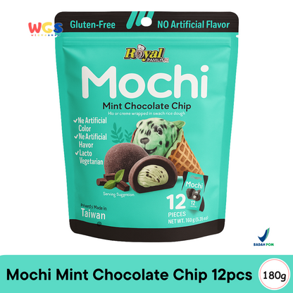 Royal Family Mochi Mint Chocolate Chip 12 pcs (180g) – Mochi Lacto Vegetarian Rasa Cokelat Mint Segar