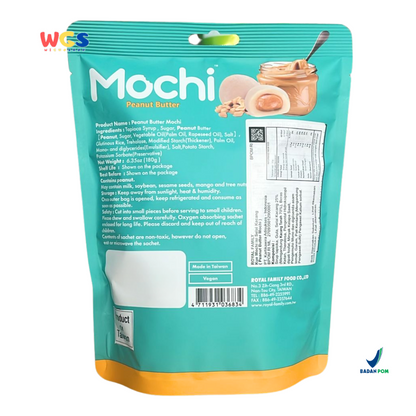 Royal Family Mochi Peanut Butter 12 pcs (180g) - Mochi Vegan Isi Kacang Bebas Gluten & Pewarna