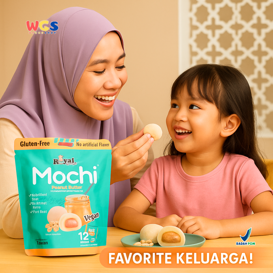 Royal Family Mochi Peanut Butter 12 pcs (180g) - Mochi Vegan Isi Kacang Bebas Gluten & Pewarna