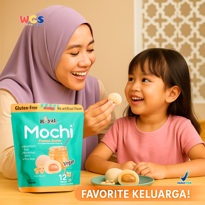Royal Family Mochi Peanut Butter 12 pcs (180g) - Mochi Vegan Isi Kacang Bebas Gluten & Pewarna