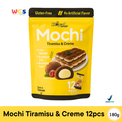 Royal Family Mochi Tiramisu & Creme 12 pcs (180g) - Mochi Lacto Vegetarian Bebas Gluten & Pewarna