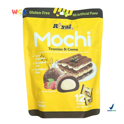 Royal Family Mochi Tiramisu & Creme 12 pcs (180g) - Mochi Lacto Vegetarian Bebas Gluten & Pewarna