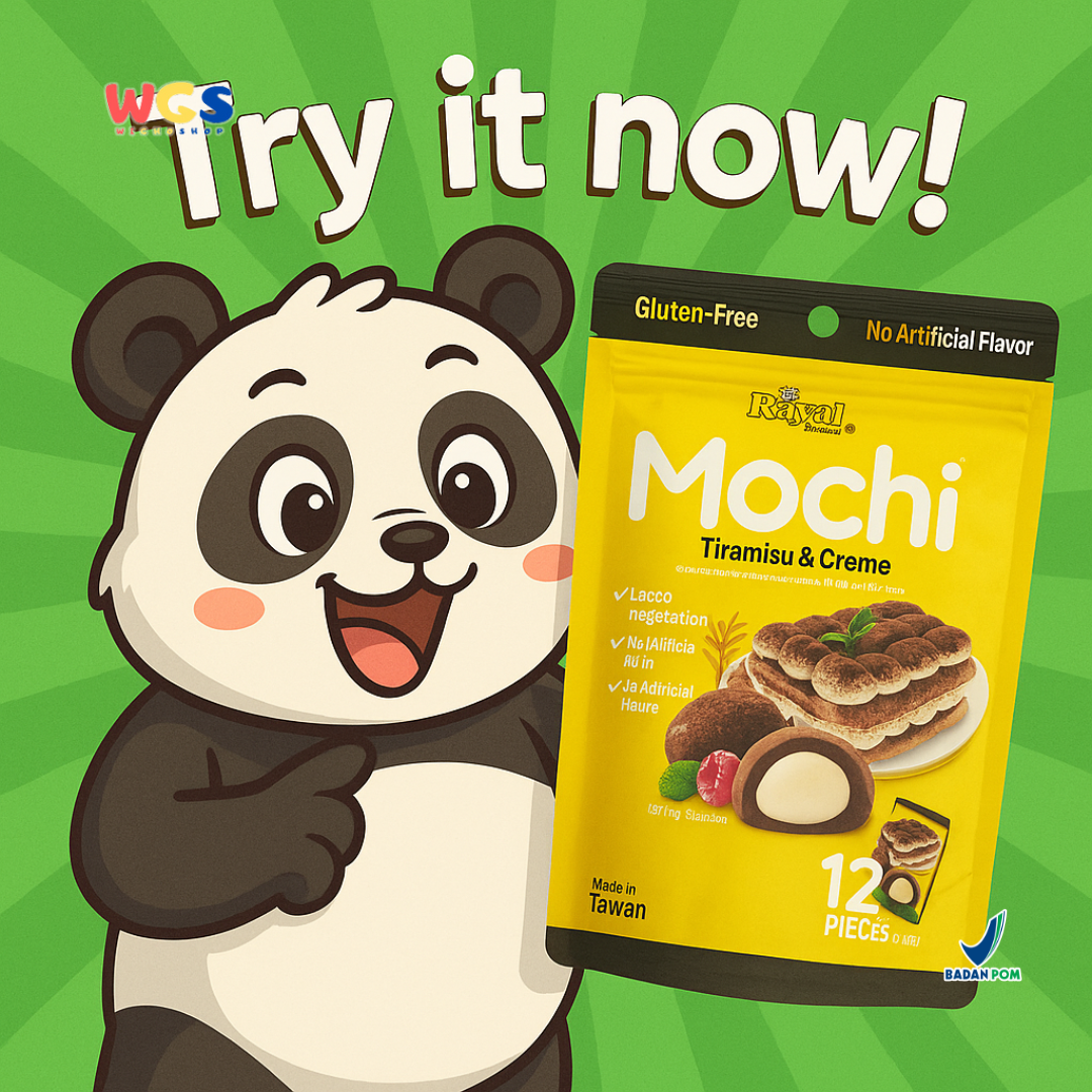 Royal Family Mochi Tiramisu & Creme 12 pcs (180g) - Mochi Lacto Vegetarian Bebas Gluten & Pewarna