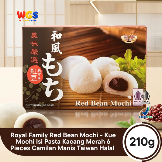 Royal Family Red Bean Mochi 210g - Kue Mochi Isi Pasta Kacang Merah 6 Pieces Camilan Manis Taiwan Halal