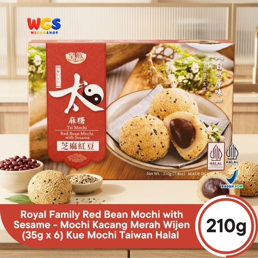 Royal Family Red Bean Mochi with Sesame 210g - Mochi Kacang Merah Wijen (35g x 6) Kue Mochi Taiwan Halal