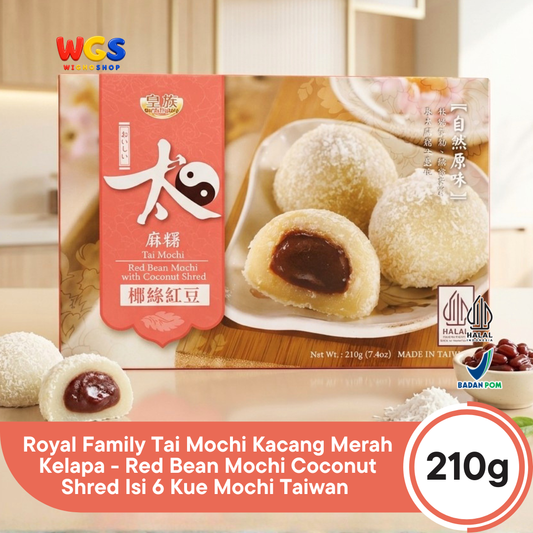Royal Family Tai Mochi Kacang Merah Kelapa 210g - Red Bean Mochi Coconut Shred Isi 6 Kue Mochi Taiwan