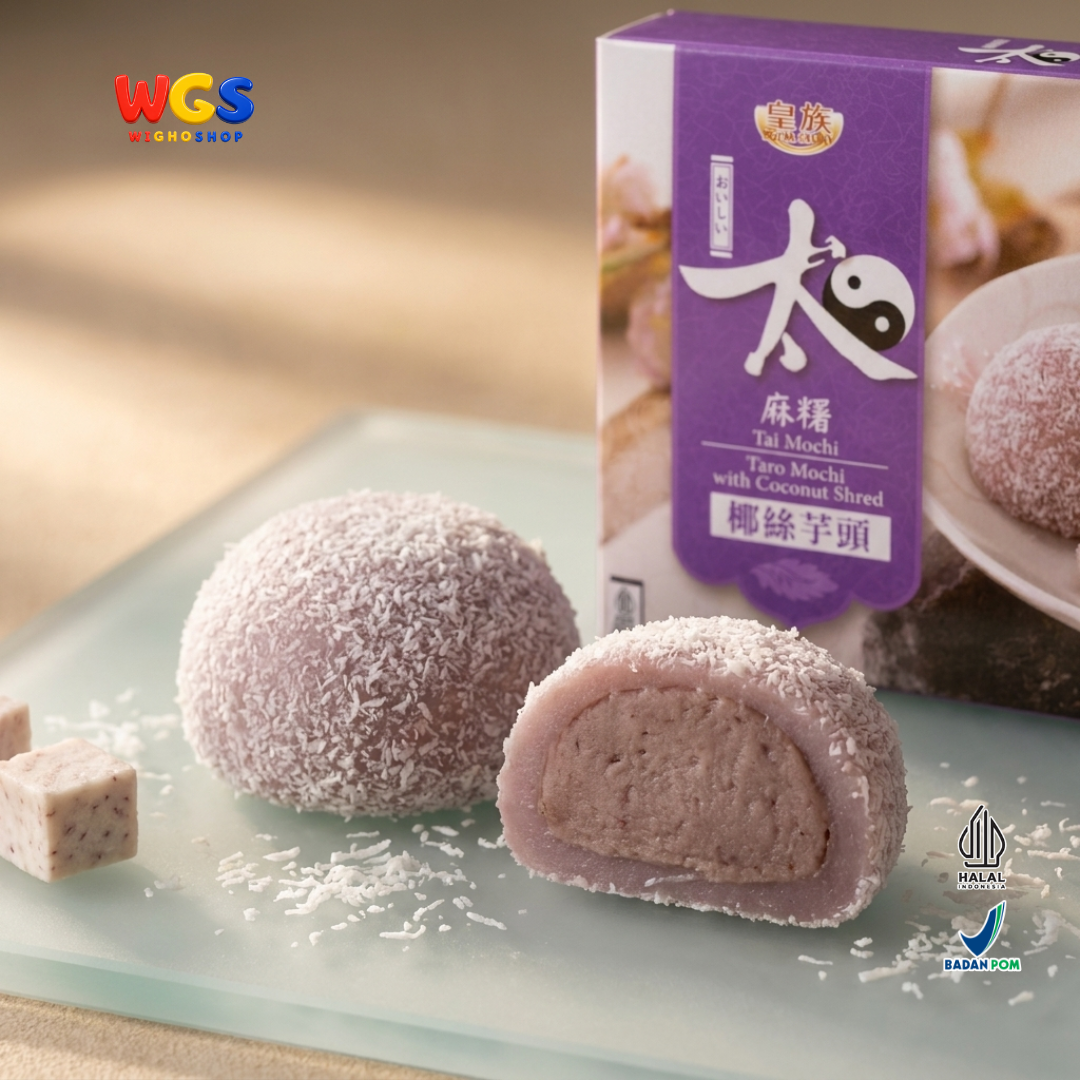 Royal Family Tai Mochi Taro Mochi with Coconut Shred 210g - Mochi Talas Kelapa Isi Pasta Talas 6 Pieces Taiwan Halal