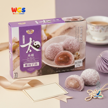 Royal Family Tai Mochi Taro Mochi with Coconut Shred 210g - Mochi Talas Kelapa Isi Pasta Talas 6 Pieces Taiwan Halal