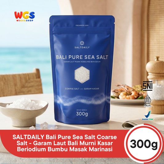 SALTDAILY Bali Pure Sea Salt Coarse Salt 300g - Garam Laut Bali Murni Kasar Beriodium Bumbu Masak Marinasi