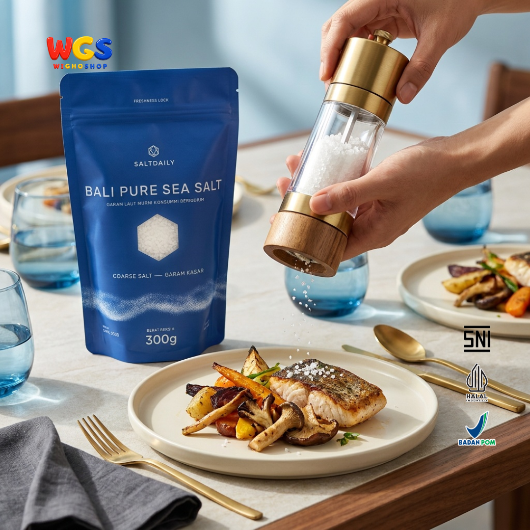 SALTDAILY Bali Pure Sea Salt Coarse Salt 300g - Garam Laut Bali Murni Kasar Beriodium Bumbu Masak Marinasi