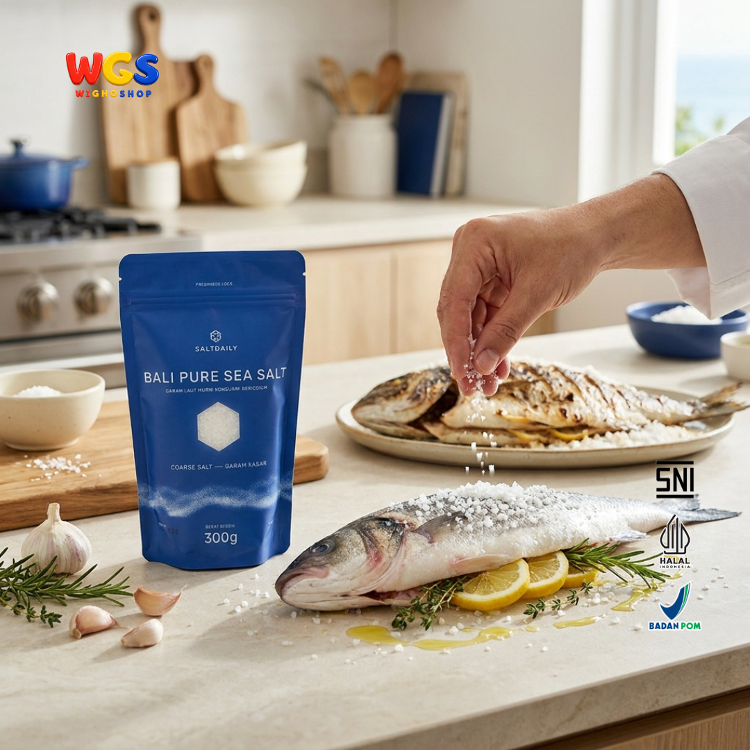 SALTDAILY Bali Pure Sea Salt Coarse Salt 300g - Garam Laut Bali Murni Kasar Beriodium Bumbu Masak Marinasi