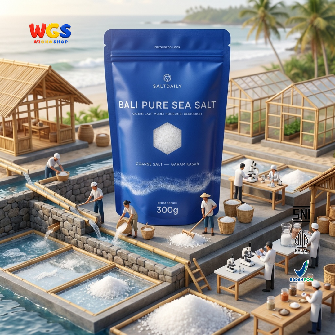 SALTDAILY Bali Pure Sea Salt Coarse Salt 300g - Garam Laut Bali Murni Kasar Beriodium Bumbu Masak Marinasi