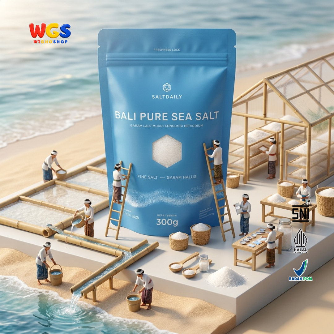 SALTDAILY Bali Pure Sea Salt Fine Salt 300g - Garam Laut Bali Murni Halus Beriodium Bumbu Dapur Seasoning Masakan