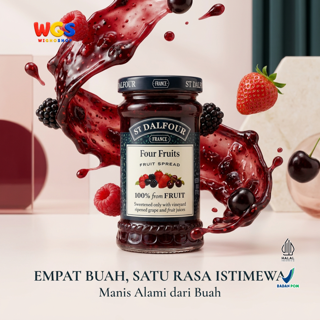 St Dalfour Four Fruits Fruit Spread 170g - Selai Aneka Buah Beri Raspberry Strawberry Blackberry Ceri Hitam