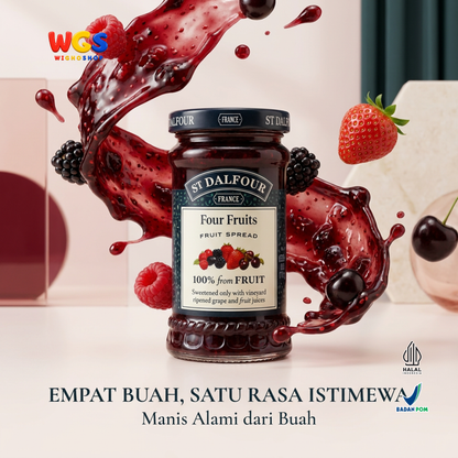 St Dalfour Four Fruits Fruit Spread 170g - Selai Aneka Buah Beri Raspberry Strawberry Blackberry Ceri Hitam