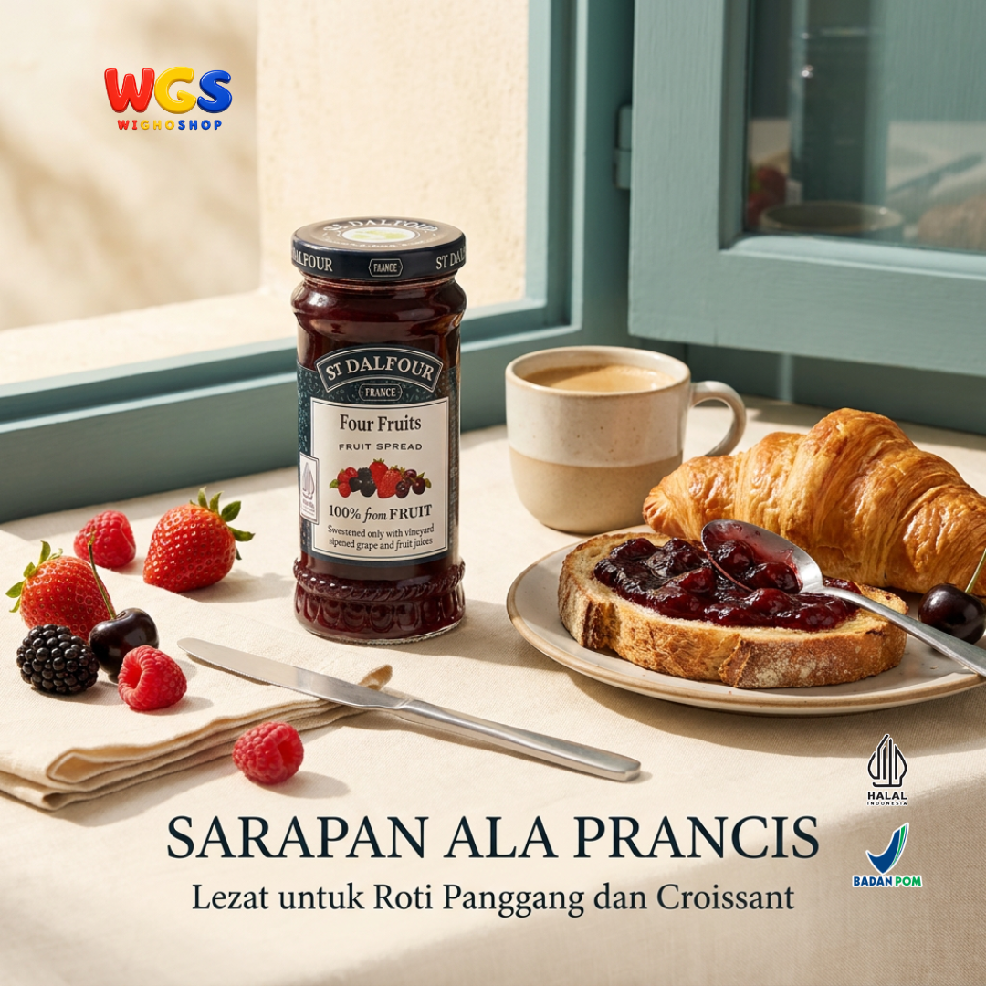 St Dalfour Four Fruits Fruit Spread 170g - Selai Aneka Buah Beri Raspberry Strawberry Blackberry Ceri Hitam
