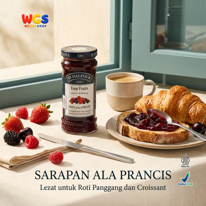 St Dalfour Four Fruits Fruit Spread 170g - Selai Aneka Buah Beri Raspberry Strawberry Blackberry Ceri Hitam