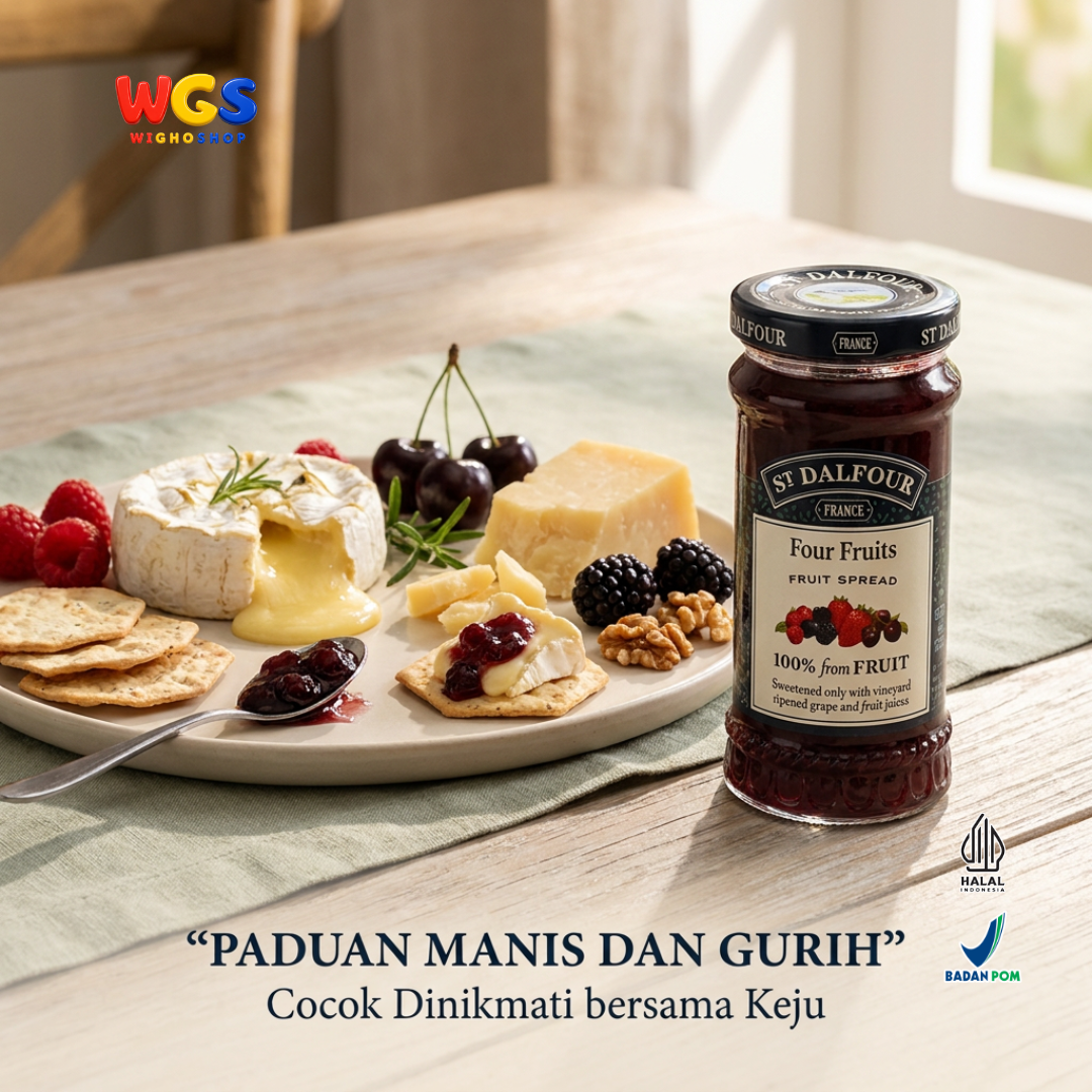 St Dalfour Four Fruits Fruit Spread 170g - Selai Aneka Buah Beri Raspberry Strawberry Blackberry Ceri Hitam