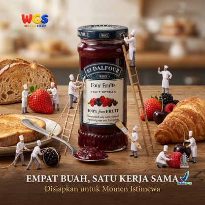 St Dalfour Four Fruits Fruit Spread 170g - Selai Aneka Buah Beri Raspberry Strawberry Blackberry Ceri Hitam