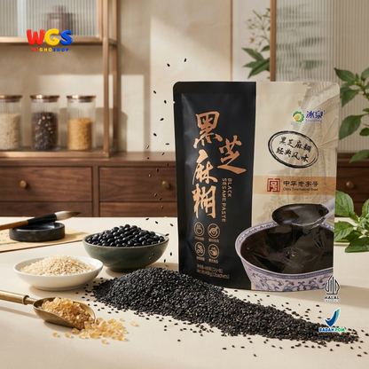 Soyspring Black Sesame Paste 480g 12 Sachet - Bubur Wijen Hitam Instan Minuman Sarapan Halal Seduh Praktis