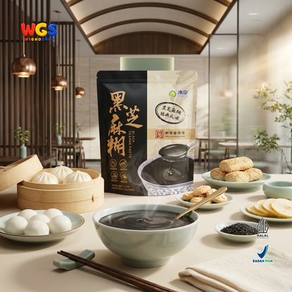 Soyspring Black Sesame Paste 480g 12 Sachet - Bubur Wijen Hitam Instan Minuman Sarapan Halal Seduh Praktis
