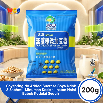 Soyspring No Added Sucrose Soya Drink 200g 8 Sachet - Minuman Kedelai Instan Halal Bubuk Kedelai Seduh