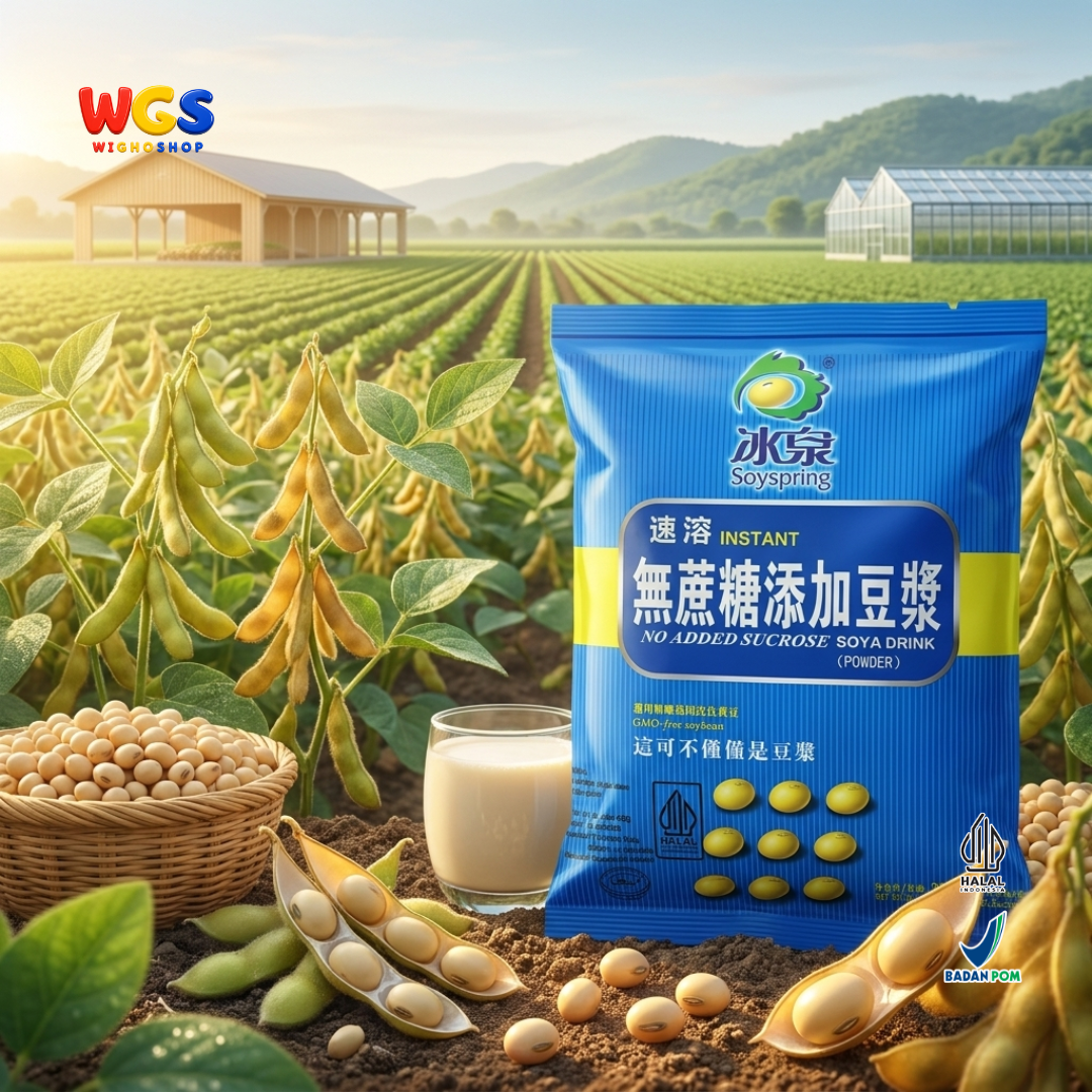 Soyspring No Added Sucrose Soya Drink 200g 8 Sachet - Minuman Kedelai Instan Halal Bubuk Kedelai Seduh