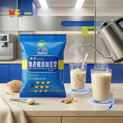 Soyspring No Added Sucrose Soya Drink 200g 8 Sachet - Minuman Kedelai Instan Halal Bubuk Kedelai Seduh