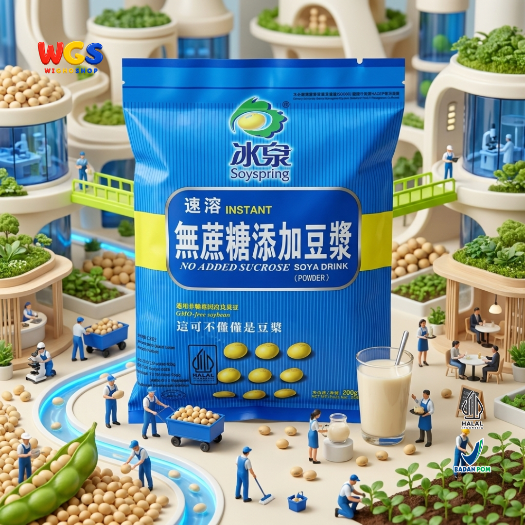 Soyspring No Added Sucrose Soya Drink 200g 8 Sachet - Minuman Kedelai Instan Halal Bubuk Kedelai Seduh
