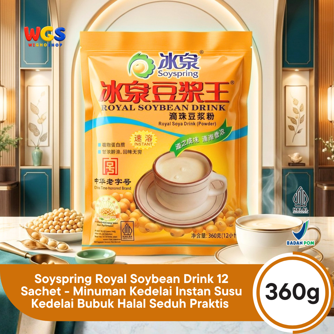 Soyspring Royal Soybean Drink 360g 12 Sachet - Minuman Kedelai Instan Susu Kedelai Bubuk Halal Seduh Praktis