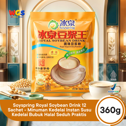 Soyspring Royal Soybean Drink 360g 12 Sachet - Minuman Kedelai Instan Susu Kedelai Bubuk Halal Seduh Praktis