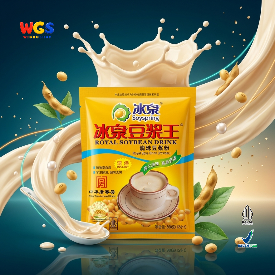 Soyspring Royal Soybean Drink 360g 12 Sachet - Minuman Kedelai Instan Susu Kedelai Bubuk Halal Seduh Praktis