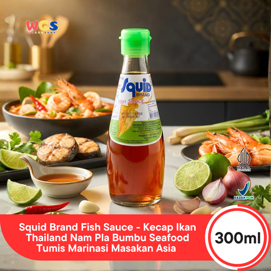 Squid Brand Fish Sauce 300ml - Kecap Ikan Thailand Nam Pla Bumbu Seafood Tumis Marinasi Masakan Asia