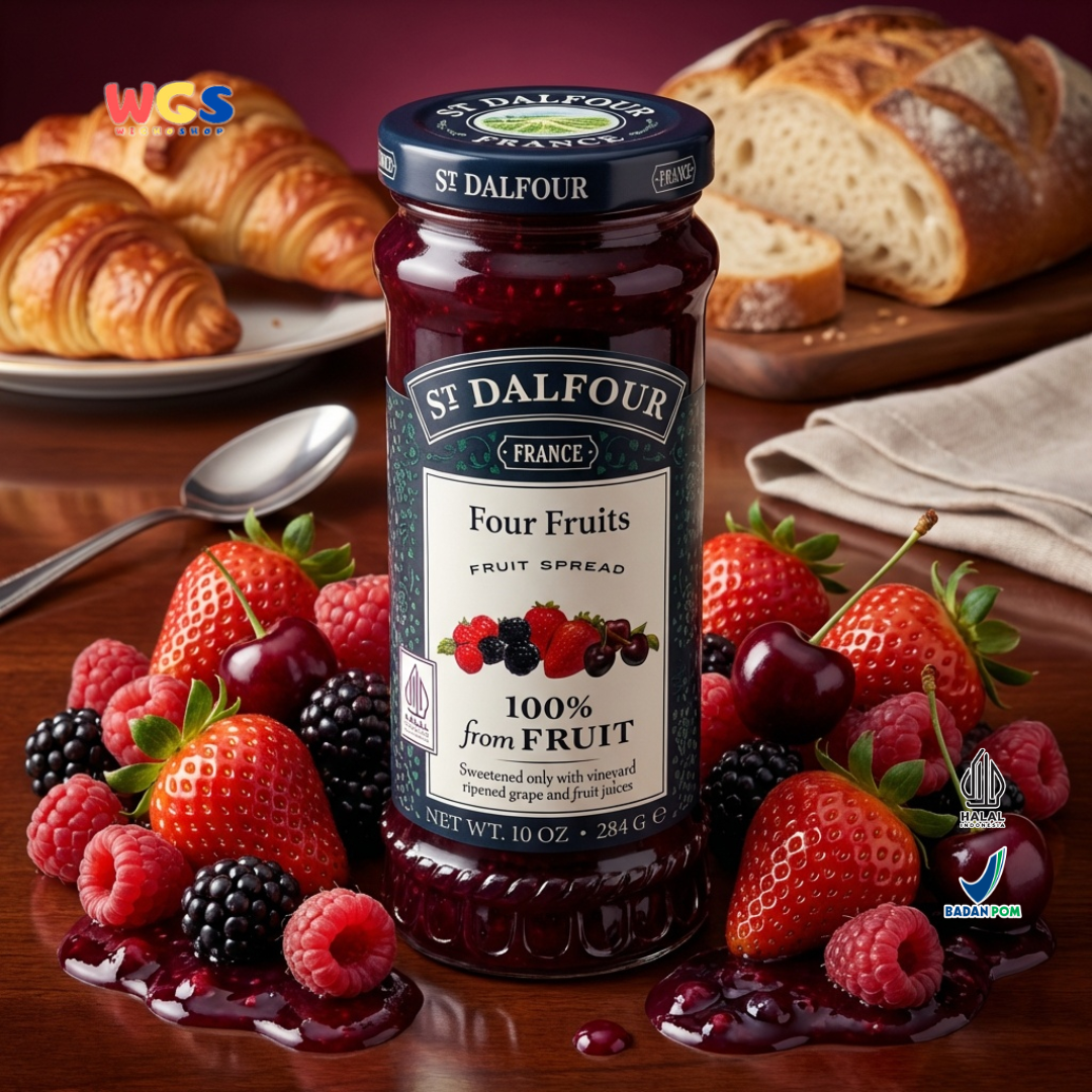 St Dalfour Four Fruits Fruit Spread 284g - Selai Aneka Buah Beri Premium 100% dari Buah