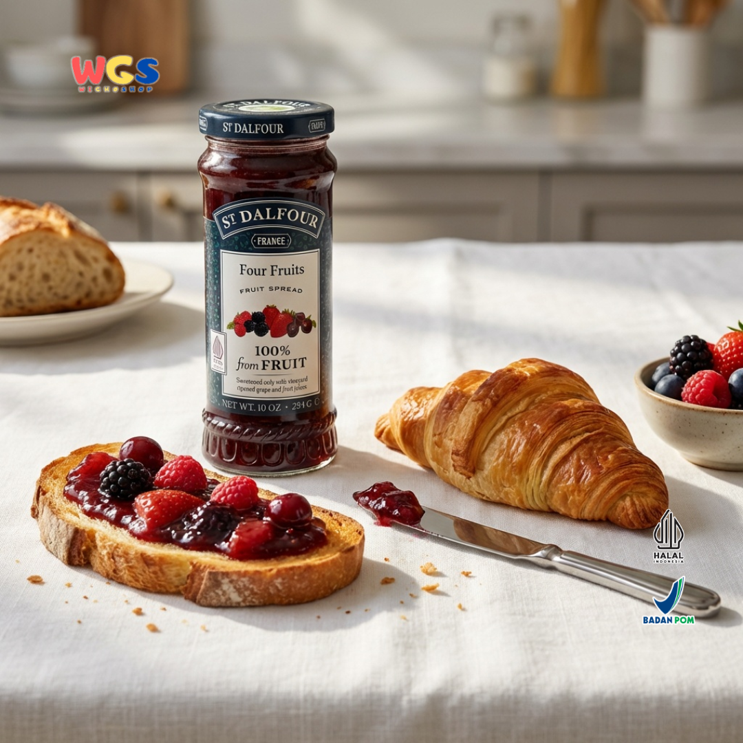 St Dalfour Four Fruits Fruit Spread 284g - Selai Aneka Buah Beri Premium 100% dari Buah