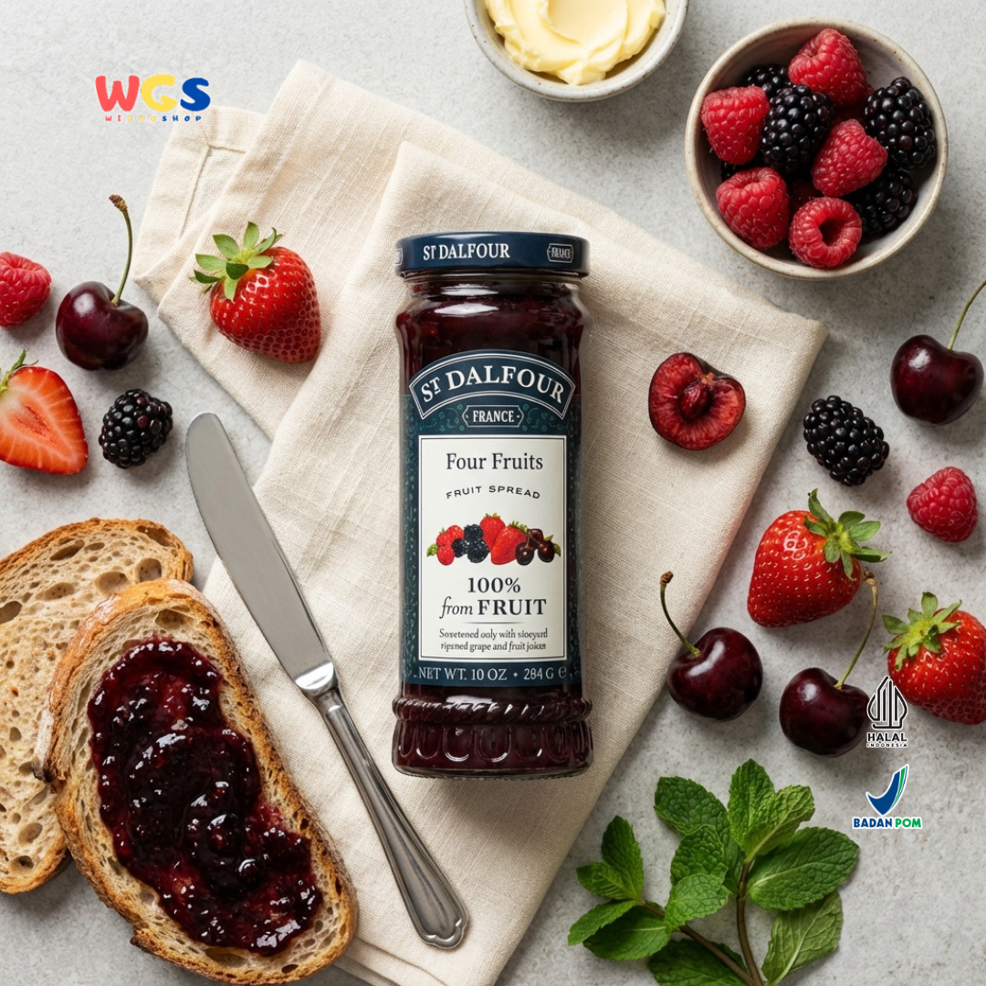 St Dalfour Four Fruits Fruit Spread 284g - Selai Aneka Buah Beri Premium 100% dari Buah