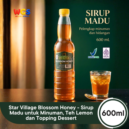 Star Village Blossom Honey Syrup 600ml - Sirup Madu untuk Minuman, Teh Lemon dan Topping Dessert