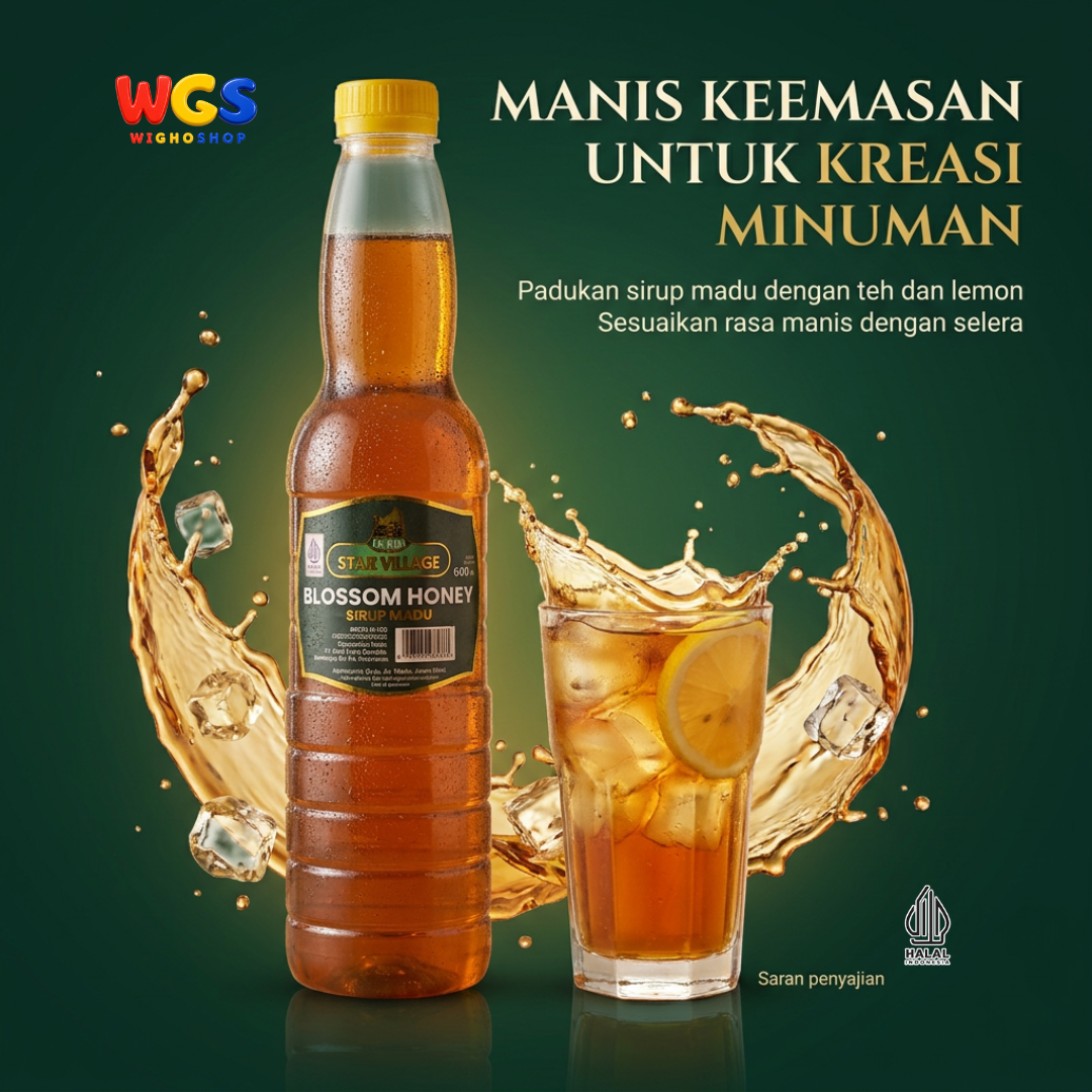 Star Village Blossom Honey Syrup 600ml - Sirup Madu untuk Minuman, Teh Lemon dan Topping Dessert