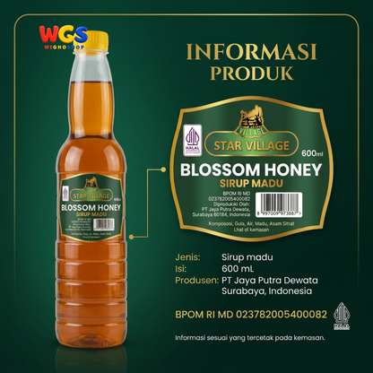 Star Village Blossom Honey Syrup 600ml - Sirup Madu untuk Minuman, Teh Lemon dan Topping Dessert