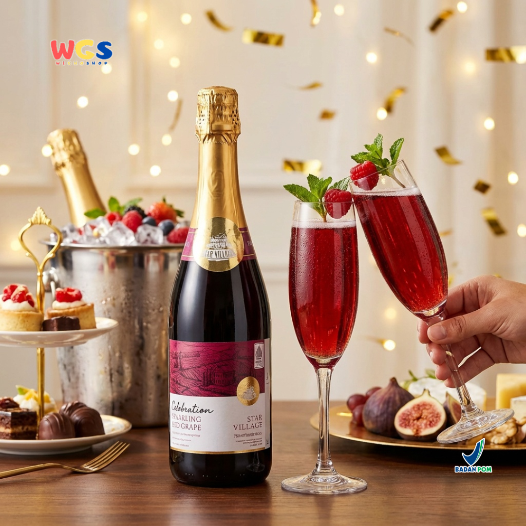 Star Village Celebration Sparkling Red Grape 750ml - Minuman Sparkling Anggur Merah