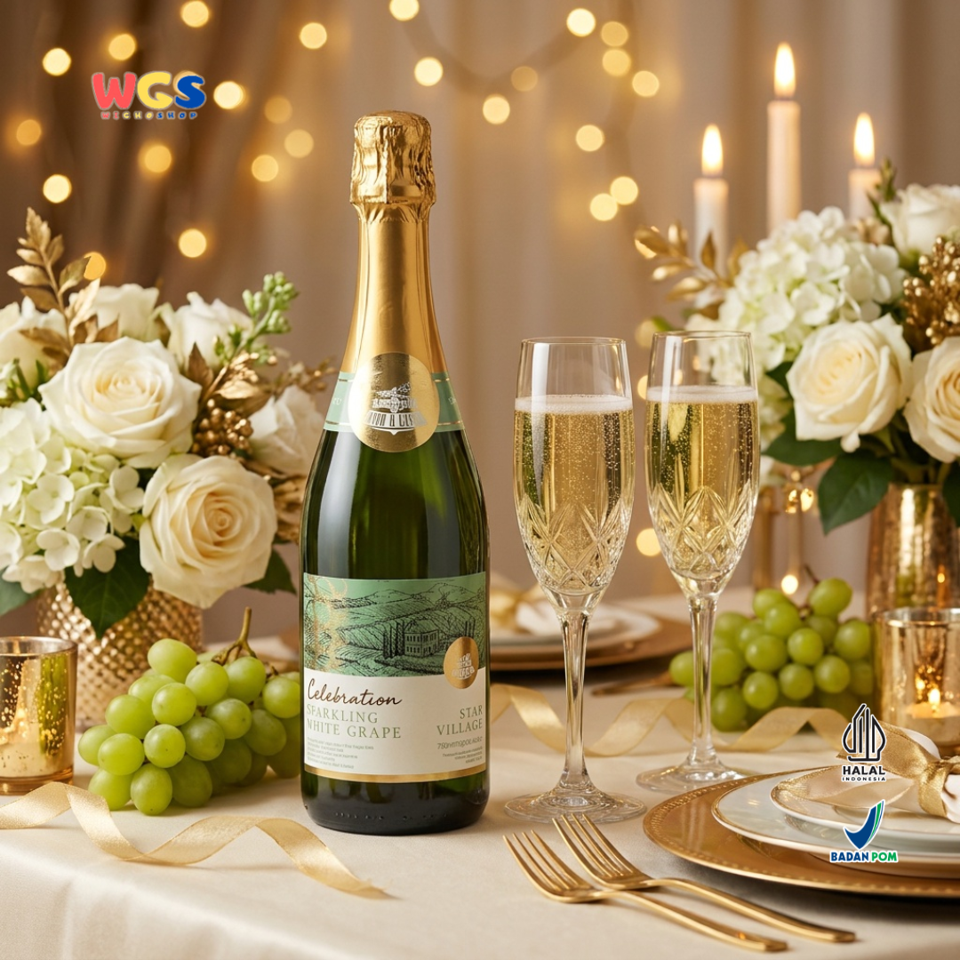 Star Village Celebration Sparkling White Grape 750ml - Jus Anggur Putih Soda Premium untuk Pesta