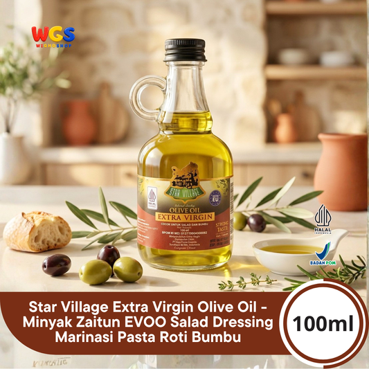 Star Village Extra Virgin Olive Oil 100ml - Minyak Zaitun EVOO Salad Dressing Marinasi Pasta Roti Bumbu