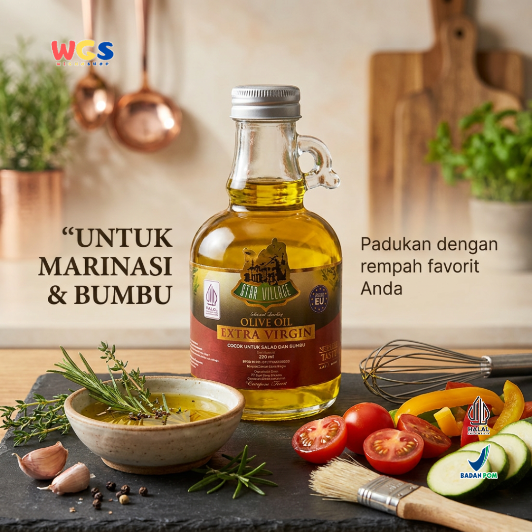 Star Village Extra Virgin Olive Oil 250ml - Minyak Zaitun EVOO Strong Taste untuk Salad Dressing Marinasi Pasta Roti