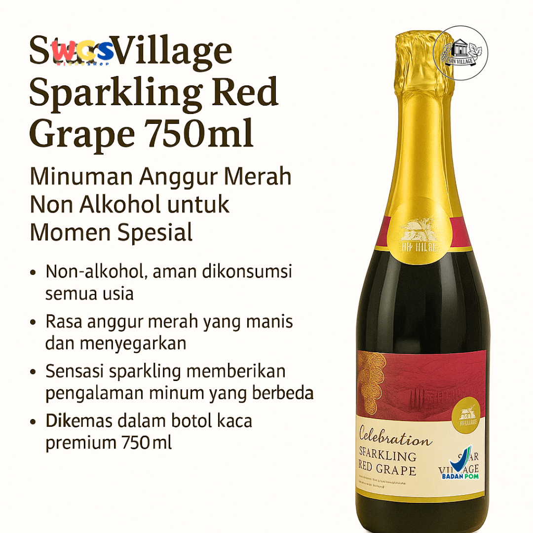 Star Village Sparkling Red Grape 750ml – Minuman Anggur Merah Non Alkohol untuk Momen Spesial
