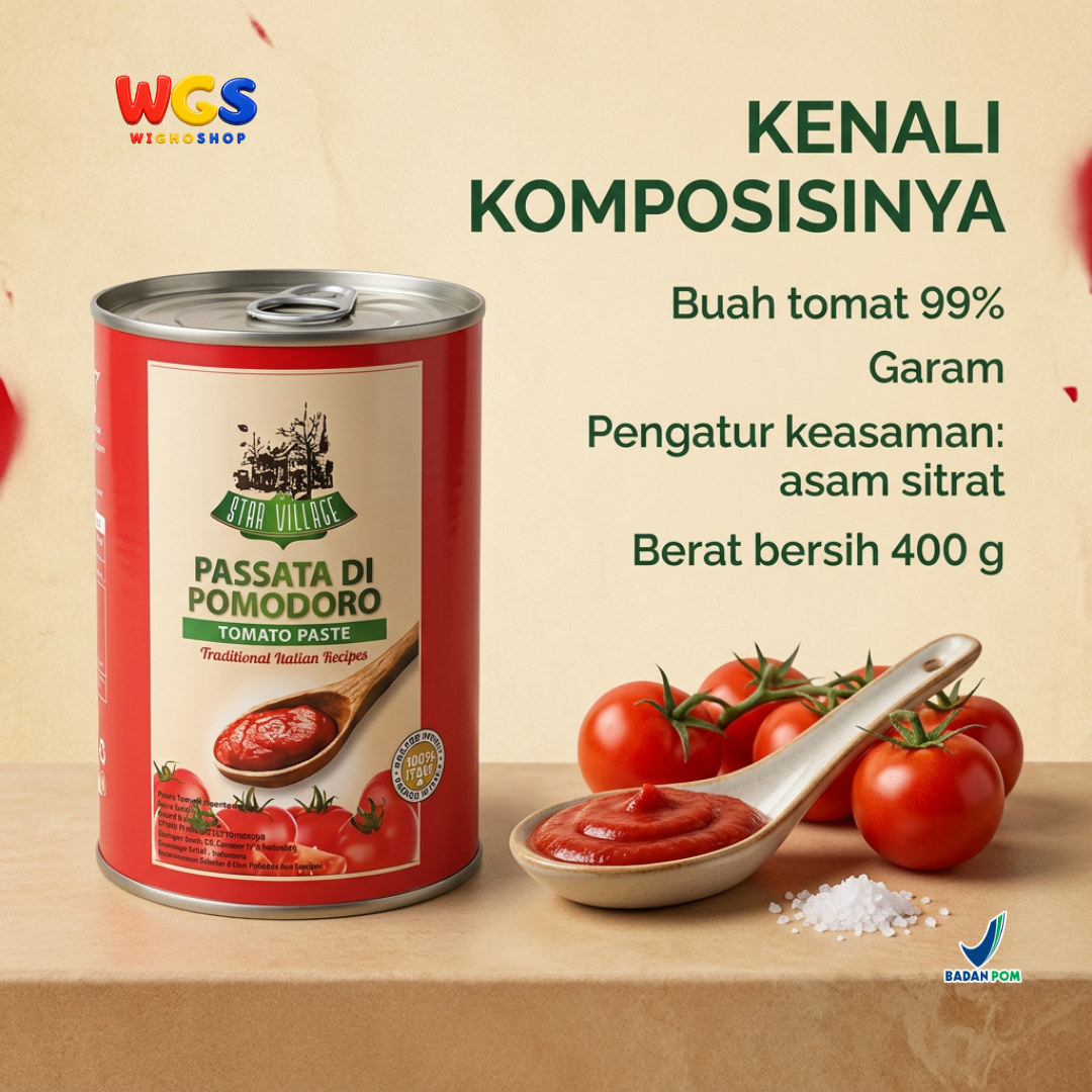 Star Village Tomato Paste 400g - Pasta Tomat Italia Passata di Pomodoro untuk Pasta & Pizza