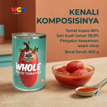 Star Village Whole Peeled Tomatoes 400g - Tomat Kupas Utuh Italia untuk Saus Pasta & Pizza