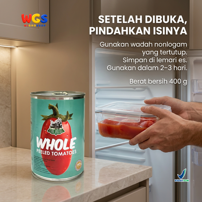 Star Village Whole Peeled Tomatoes 400g - Tomat Kupas Utuh Italia untuk Saus Pasta & Pizza